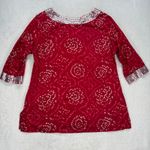 Calypso St. Barth  Tunic Sequin Embellished Red Ethnic Pakistani Blouse Size M Photo 9