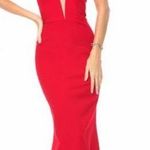 Sherri Hill Deep V Neckline Red Dress Photo 0