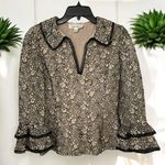 Chetta B VTG , Sherrie Bloom, Peter Novello black gold embroidered lace top S 4. Photo 0