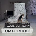 Jessica Simpson New  JS Dolly Silver Shimmer Sand Rhinestone Boot Womens 10 Photo 6