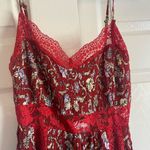 Free People NWT  size small last night mini slip dress cherry red combo dainty Photo 8