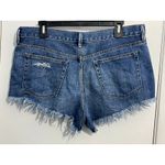 Free People  Cut Off Jean Shorts Size 30 High Rise Button Fly Distressed Festival Photo 2