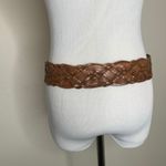 Tan Brown Woven Leather Wide Belt Vintage 38" x 2" Photo 1