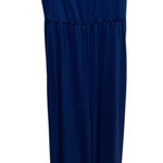 Pink Lily Navy Blue V Neck Sleeveless Wide Leg Jumpsuit L Photo 0