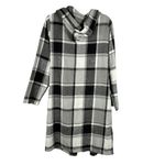 Gray Black White Checked Pattern Duster Coat Cardigan Size 0XL Photo 1
