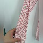 Foxcroft  Women’s Blouse White Red Tencel Rolled Sleeve Gingham Button Up Size 10 Photo 6