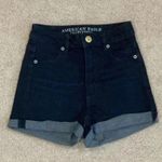 American Eagle  high rise dark wash super stretch shorts in size 0 Photo 0