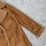 Stradivarius  Women’s Faux Suede Teddy Shearling Long Coat Jacket in Brown L Photo 4