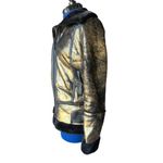 Avec Les Filles Metallic Foil Faux Shearling Biker Jacket In Black/Gold Women's Size XS $239 Photo 5