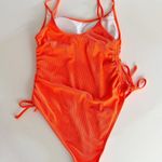 [Viottiset] Neon Orange Ribbed Ruched High Cut Cheeky One Photo 2