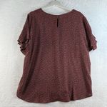Stitch Fix 41 Hawthorn XXL Top Eliza Ruffle Sleeve Scoop Neck Blouse Career Brown Photo 11