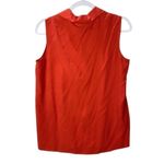 Oliver Perry Orange Silk Collared Sleeveless‎ Button Front Top Red Size M Photo 1
