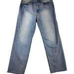 Driftwood Roye High Rise Straight Leg Jeans Light Wash Distressed Hem Womens 29 Photo 0