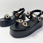 Larroude Milan Sandals Flatform Platform Black Leather Size 9 Photo 0