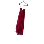 David's Bridal  Red Floral Sleeveless Tiered Beaded‎ Dress Photo 4