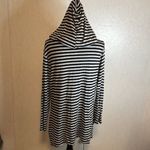 Westbound  Black Gray‎ Striped Long Sleeve Hoodie Blouse Pockets  Size Large Photo 3