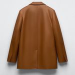 ZARA FAUX LEATHER MENSWEAR STYLE BLAZER Brown Size S NEW Photo 10