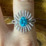 Natural Blue Apatite Sterling Silver Cocktail Ring Size 9 Photo 0