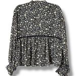 In Bloom  size medium peasant blouse daisy pattern black lace panel tasseled neck Photo 3