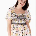 Kate Spade Lily Blooms Floral Puff Sleeve Smocked Top XS Cotton Photo 1