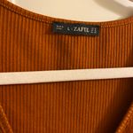 Zaful Burnt Rust Orange Long Sleeve Wrap Tie Crop Top Photo 2