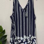 Lane Bryant NWT  Navy and White Striped Tank Top with Floral Accents plus size 28 Photo 0