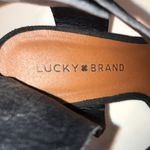 Lucky Brand  Women’s Odonna Leather Suede Black Ankle Strap Platform Heels Photo 6