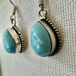 Silver tone turquoise drop earrings Blue Photo 1