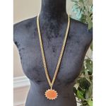 Womens Gold Cuban Chain Necklace With Angel Coin Pendant And Toggle Lock Jewelry Orange Photo 1