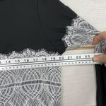 Simply Couture Top Womens S Black White Lace Button Up Long Sleeve Lightweight Photo 7
