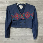 L.Fox Dallas Texas Women's Cropped Western‎ Shirt Jean Jacket Top Sz 8 VTG. Blue Photo 0