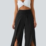 Halara 024HA.- High Waisted Back Waistband Pocket Palazzo Flowy Wide Leg Casual Pants. Photo 4