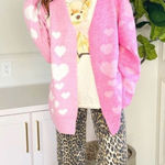 BiBi Cozy Oversized Pink Heart Cardigan Photo 0