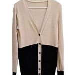 Color Block Button Front Lightweight Cardigan Sweater Sz Sm Women’s Black & Tan Photo 4