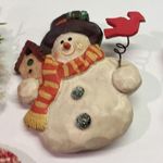 Lot Of 3 Costume Brooch Pins Christmas Holiday Snowman / Stocking / Santa Red Photo 1