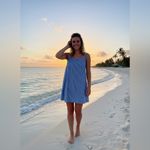 A New Day Blue Striped Cotton / Linen Summer Dress size M Photo 8