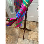 Diane Gilman Women's Pink Green Plaid Blouse Size L Photo 5