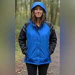 Columbia Blue Black Rain Windbreaker Zip Jacket Unisex Kids Youth 14-16 Women XS Photo 1