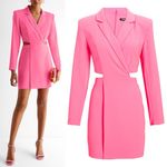 EXPRESS Pink Cutout Mini Blazer Long Sleeve Barbie Dress Photo 0