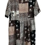 Hiatus Women’s Size S Patchwork Leopard Floral Print Short Sleeve Mini Dress Photo 1