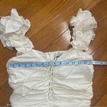 ZARA Ruched Bodycon Mini Dress Ruffled Strappy Ivory White Party Dress Sz S Photo 5
