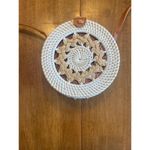 Woven Rattan Crossbody Bag Boho Wicker Round Purse Summer Beach‎ Basket Bag White Photo 6