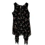 J Gee Dress 3x Black Floral Hankerchief Hem Pintuck Chiffon Photo 2