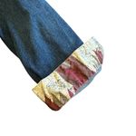 Frye And Co Denim Jean Jacket Southwestern Print Dark Wash Long Sleeve Large Blue Photo 4