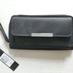 Tahari  All Black Pink Floral Front Pocket Wristlet Photo 2