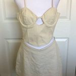 Peppermayo  Ivory Denim Mini Skirt & Corset Set Size US 8 Photo 0