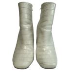 Bamboo  White Croc Block 4 Inch Heel Ankle Boots Zip Side Gogo Bootie Womens 11 Photo 3