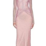 PatBO Rhinestone Netted Plunge Gown in Light Pink 4 New Womens Long Dress Photo 0