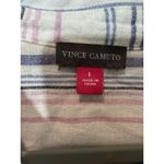 Vince Camuto Linen Shirt ButtonUp White/Blue/Pink Stripe Short Sleeve Size Large Photo 2