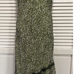 Believe Green Geo Chiffon Sleeveless Maxi Dress Size 12 Lace Straps Lined‎ Photo 0